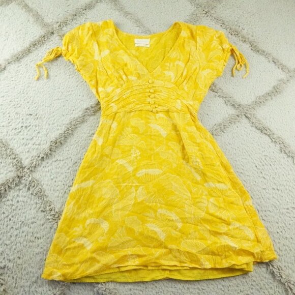 Urban Outfitters Talia Tie Sleeve Mini Dress Womens Small Runch Waist Summer - Picture 2 of 14